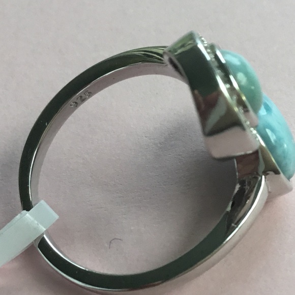 Clearance Sale $28 Firm! Natural Larimar & Cz Sterling Ring, Sz 6 - Picture 16 of 16